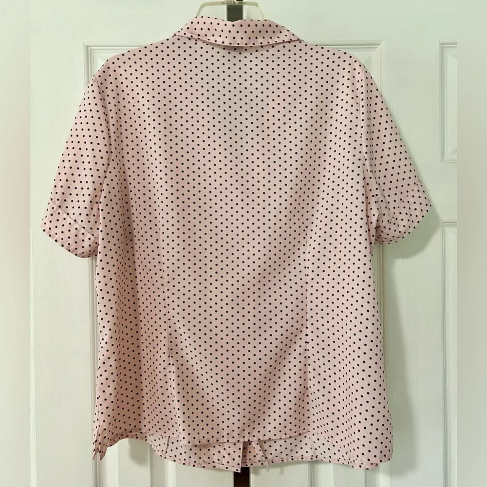 Vintage Blouse Notations pink/black polka dots woman size xlarge - Picture 2 of 4